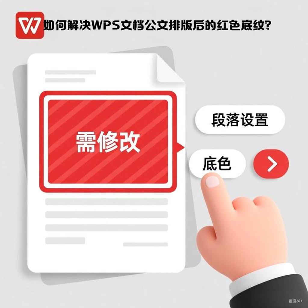 如何设置WPS文档公文排版后的红色底纹?